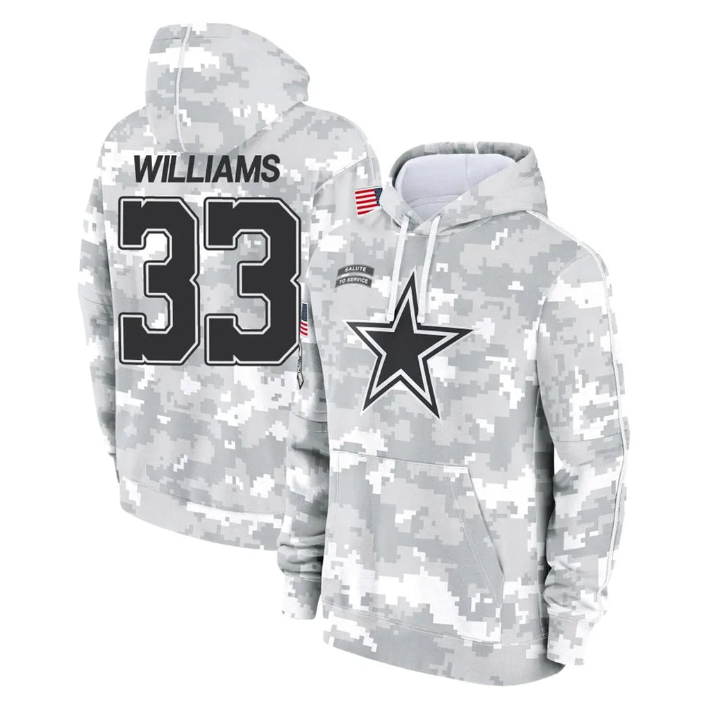 D.Cowboys #33 Javonte Williams Player Arctic Camo Salute to Service Hoodies Limited Game Ldoa Stitched Jerseys