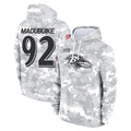 B.Ravens #92 Nnamdi Madubuike Player Arctic Camo Salute to Service Pullover Hoodie Ldoa Stitched Jerseys