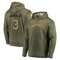 LA.Chargers #3 Derwin James Jr. Player Olive Salute to Service Pullover Hoodies Home Game Ldoa Stitched Jerseys