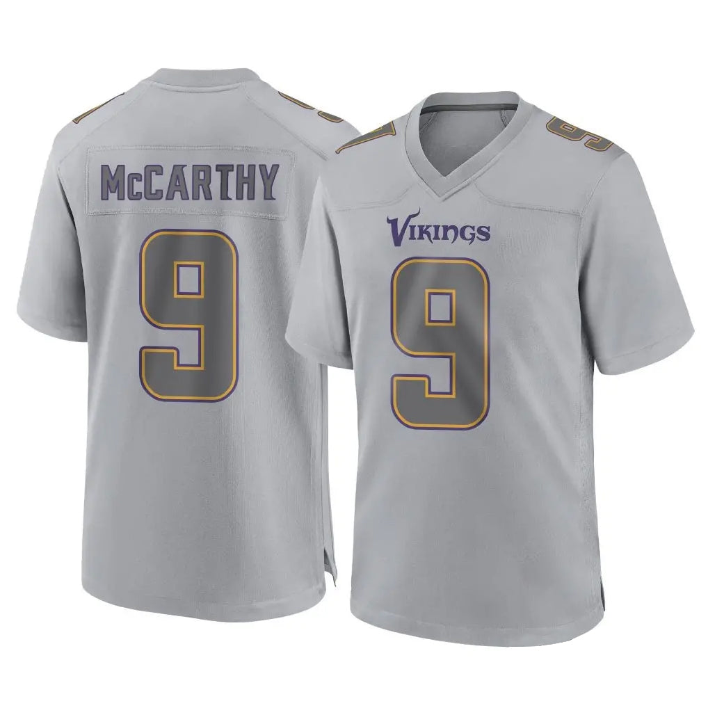 M.Vikings #9 J.J. McCarthy Player Gray Atmosphere Fashion Home Game Ldoa Stitched Jerseys