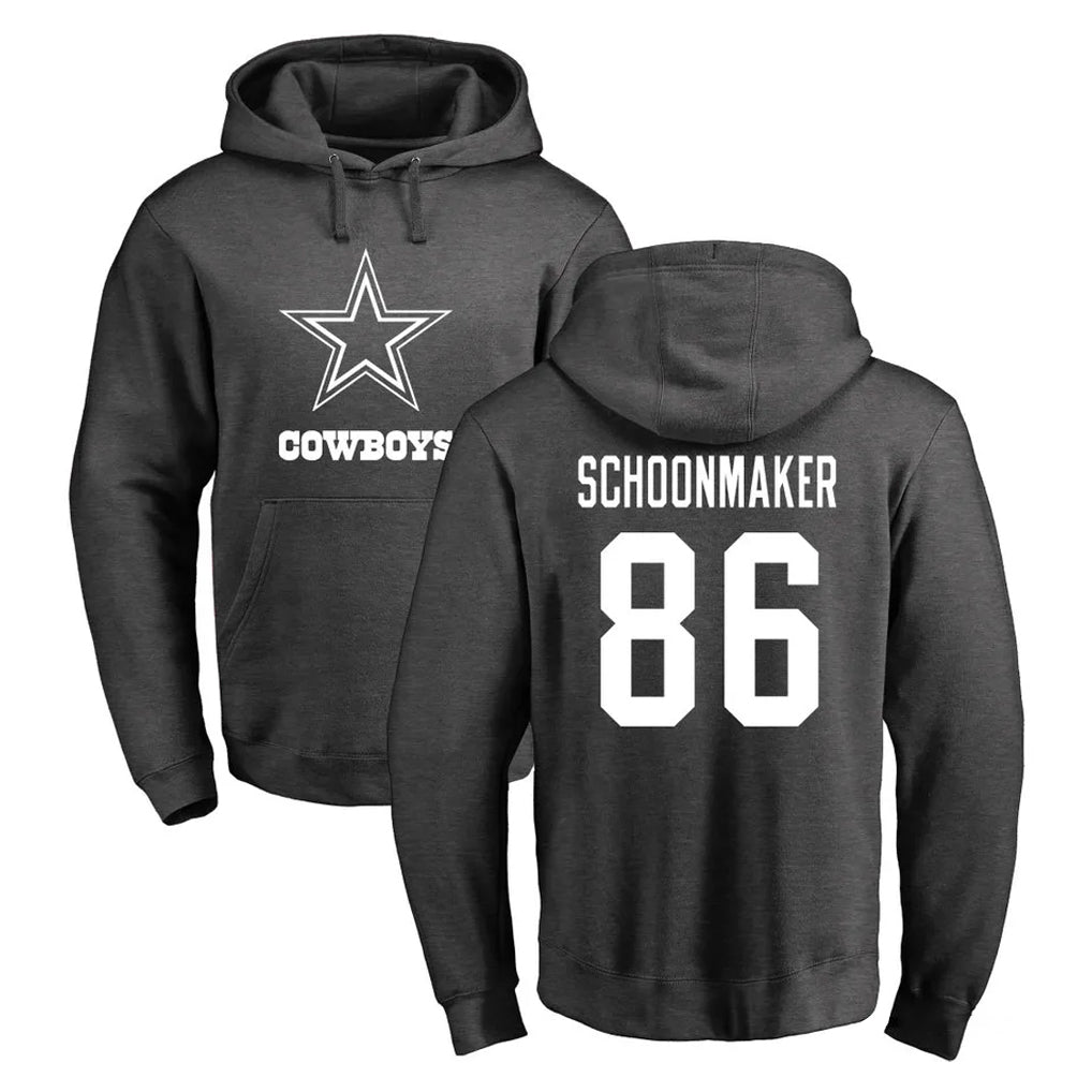 D.Cowboys #86 Luke Schoonmaker Player Ash One Color Pullover Hoodie Limited Kdoa Stitched Jerseys