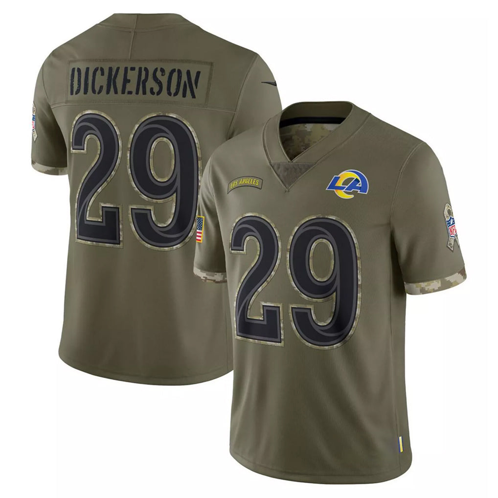 LA.Rams #29 Eric Dickerson Player Olive Salute To Service Limited Ldoa Stitched Jerseys