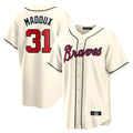 A.Braves #31 Greg Maddux Player Cream Home Game Ldoa Stitched Jerseys