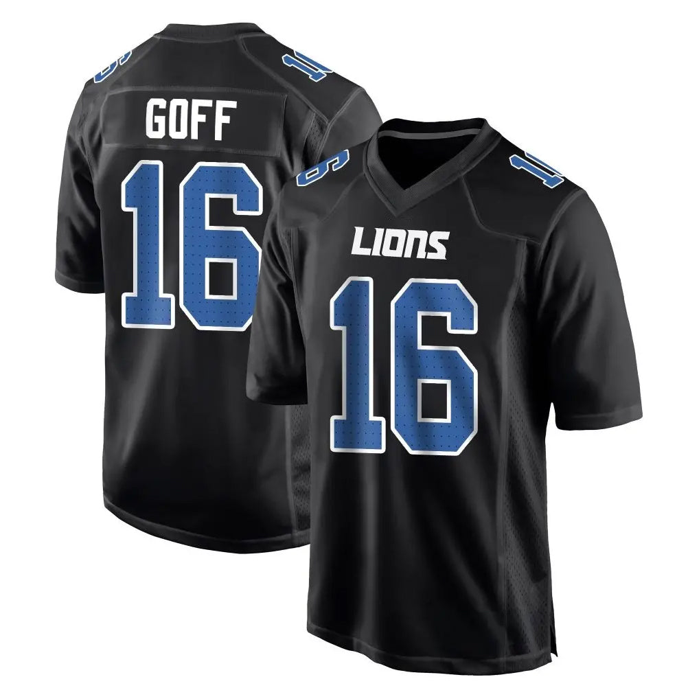 D.Lions #16 Jared Goff Player Black Fashion Home Game Ldoa Stitched Jerseys