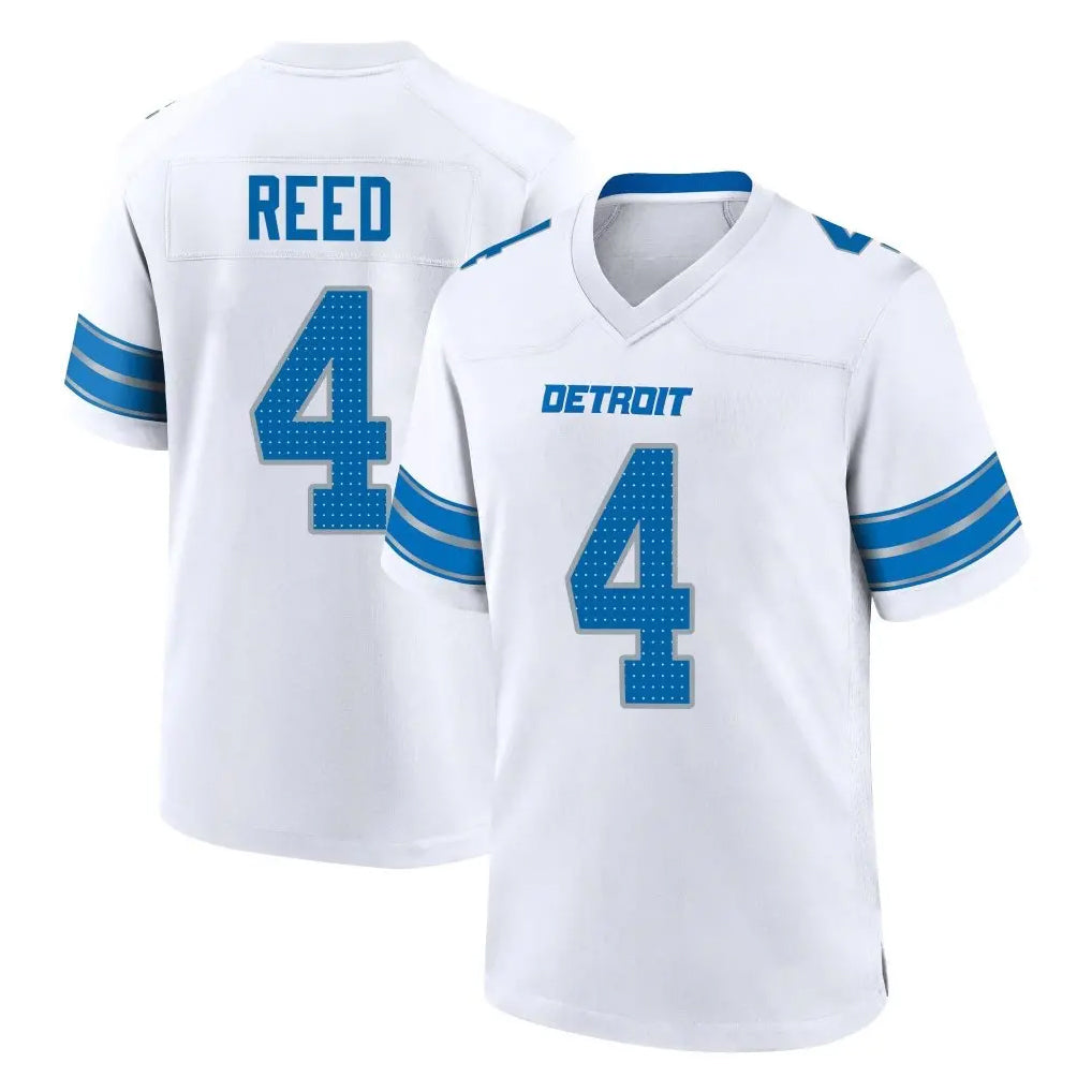 D.Lions #4 D.J. Reed Player White Alternate Home Game Ldoa Stitched Jerseys