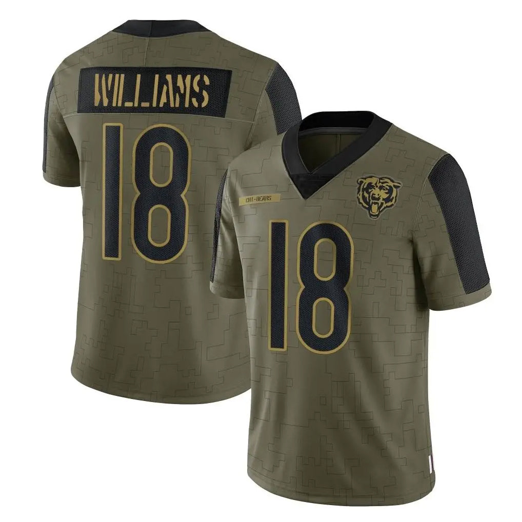 C.Bears #18 Caleb Williams Player Olive Salute to Service Limited Ldoa Stitched Jerseys