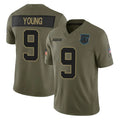 C.Panthers #9 Bryce Young Player Olive Salute to Service Limited Home Game Ldoa Stitched Jerseys