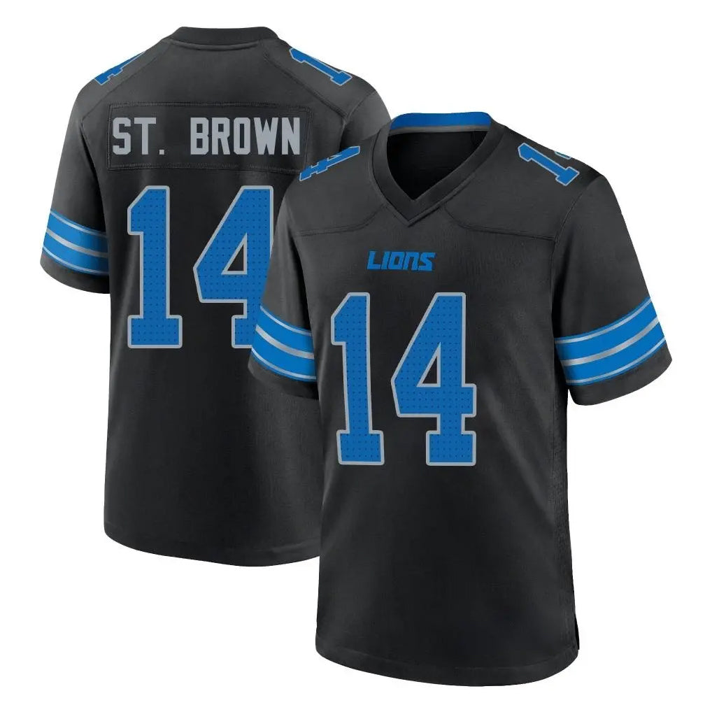 D.Lions #14 Amon-Ra St. Brown Player Black Alternate Home Game Ldoa Stitched Jerseys