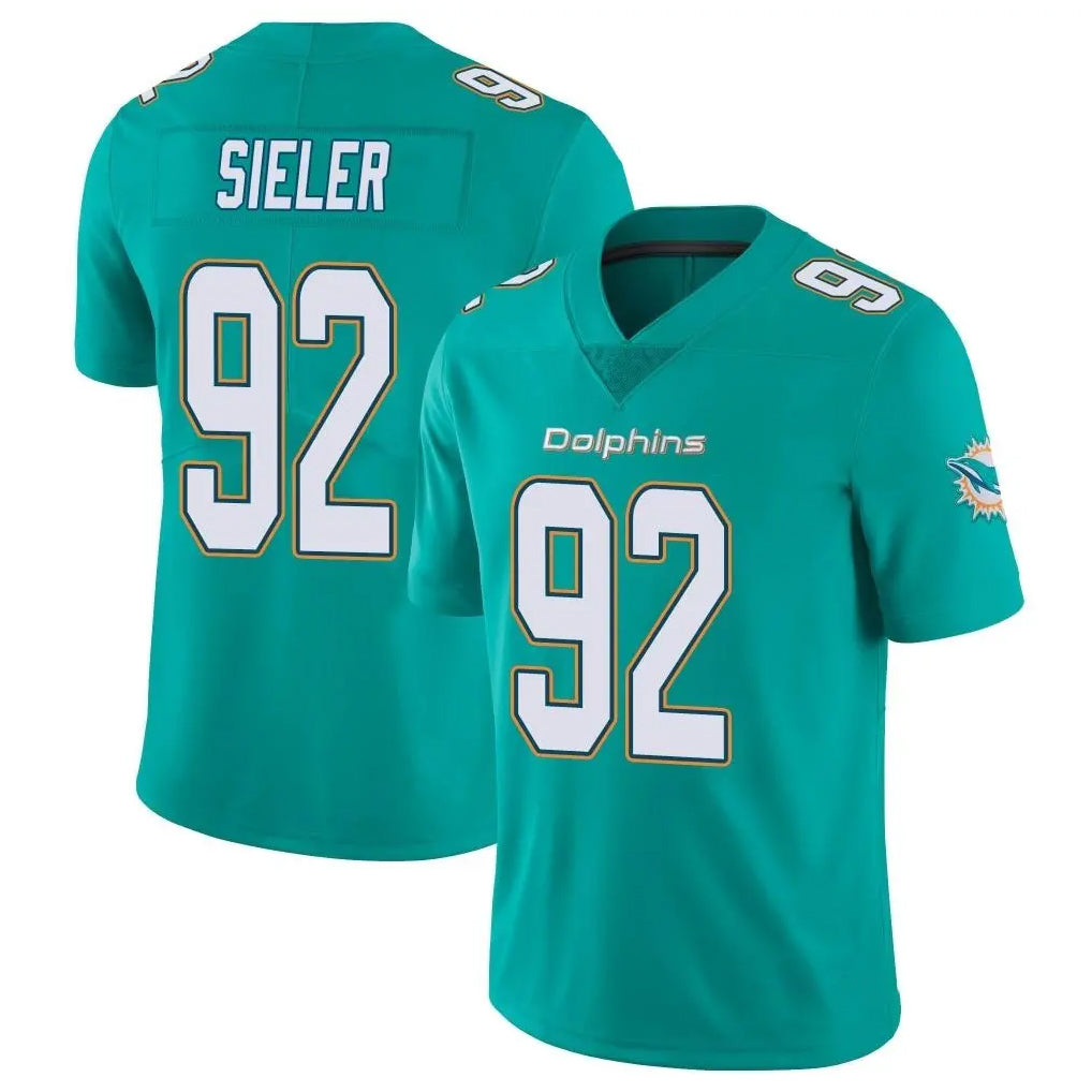 M.Dolphins #92 Zach Sieler Player Aqua Limited Vapor Untouchable Home Game Ldoa Stitched Jerseys