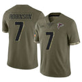 A.Falcons #7 Bijan Robinson Player Olive Salute To Service Limited Game Ldoa Stitched Jerseys