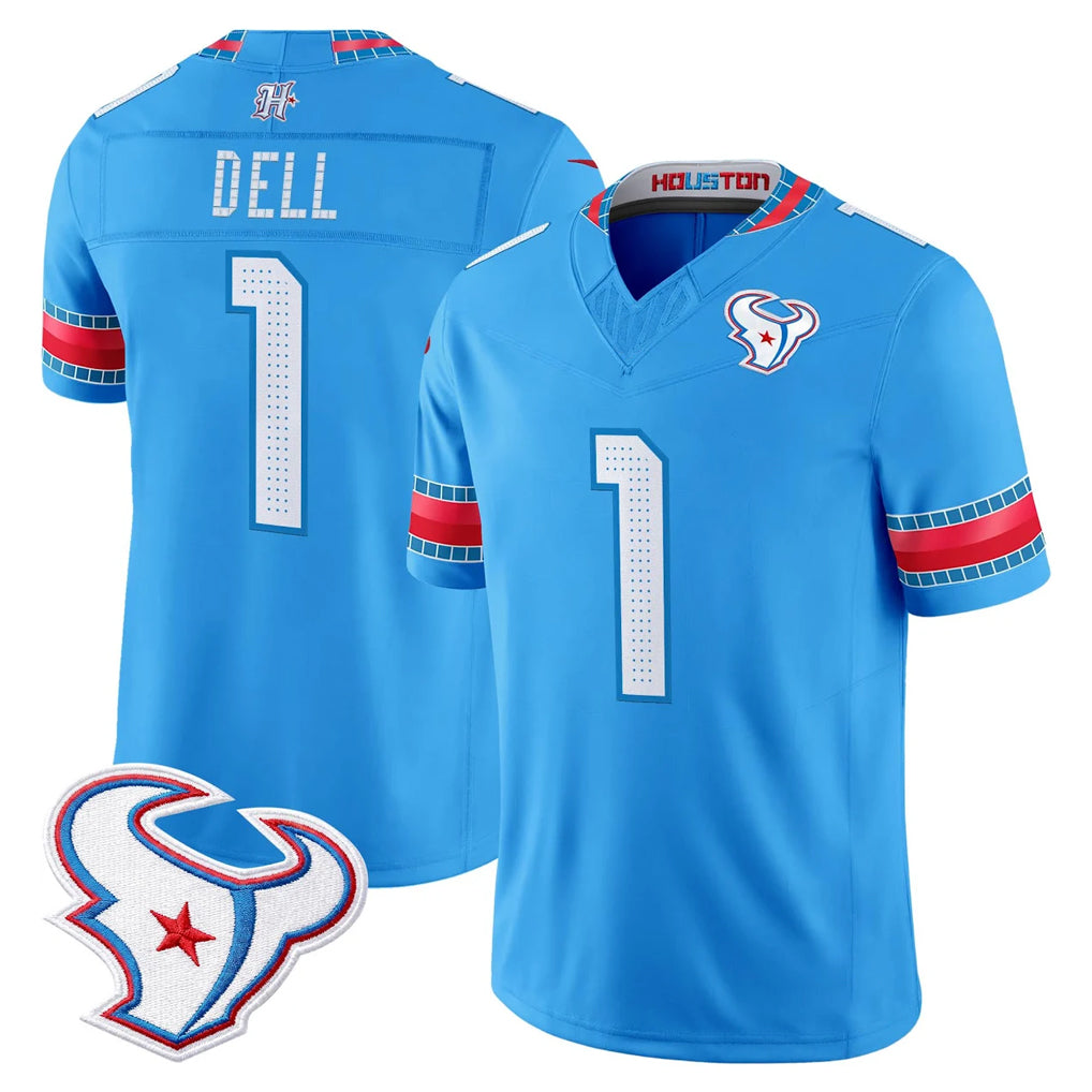 H.Texans #1 Tank Dell Player Blue 2026 Rivalries Vapor Limited Home Game Ldoa Stitched jerseys