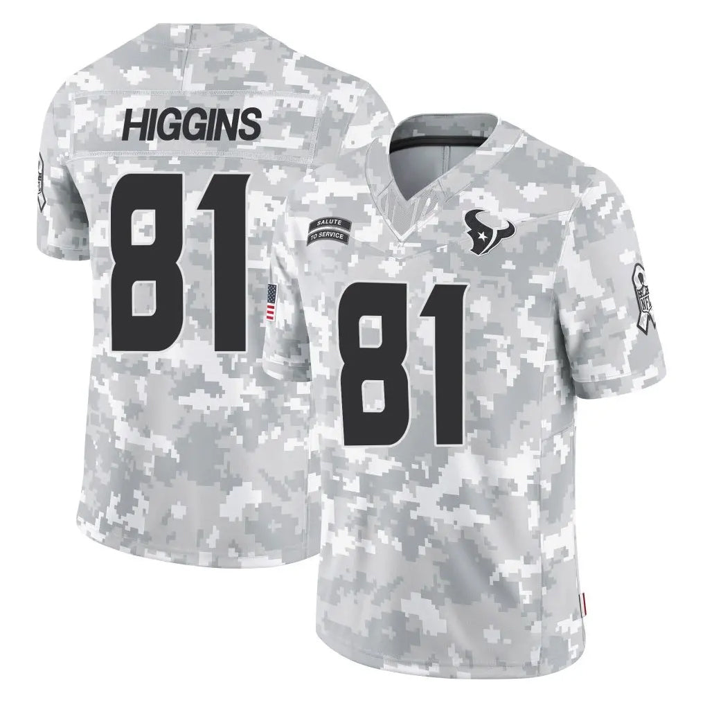 H.Texans #81 Jayden Higgins Player Arctic Camo Salute To Service Limited Game Ldoa Stitched Jerseys