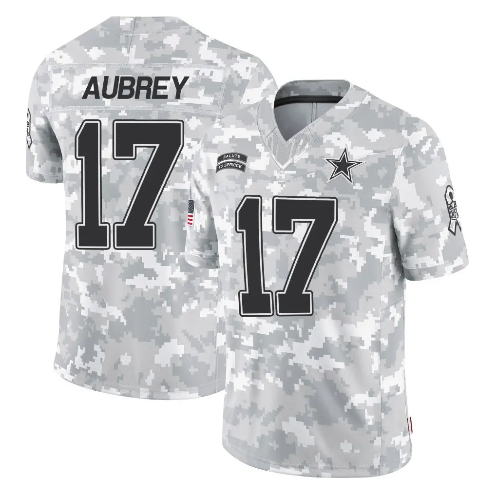 D.Cowboys #17 Brandon Aubrey Player Arctic Camo Salute to Service Limited Home Game Ldoa Stitched Jerseys