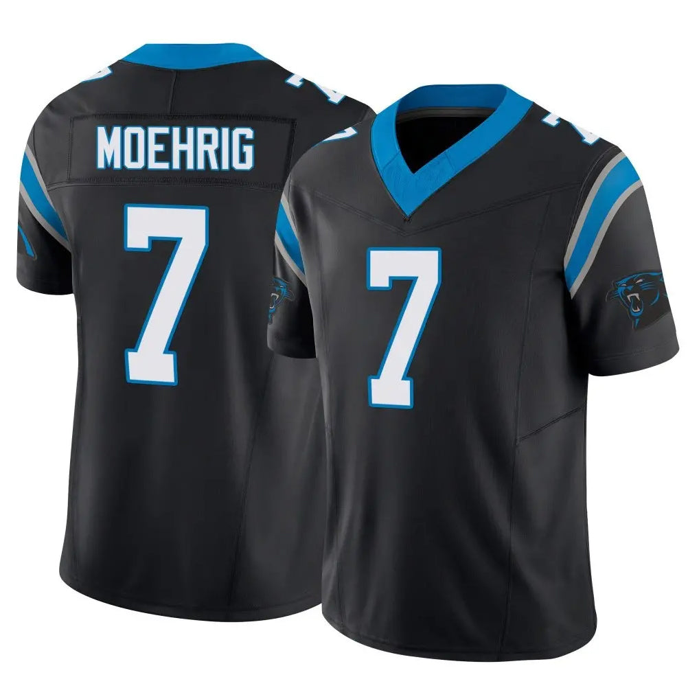 C.Panthers #7 Tre'von Moehrig Player Black Vapor F.U.S.E. Limited Home Game Ldoa Stitched Jerseys