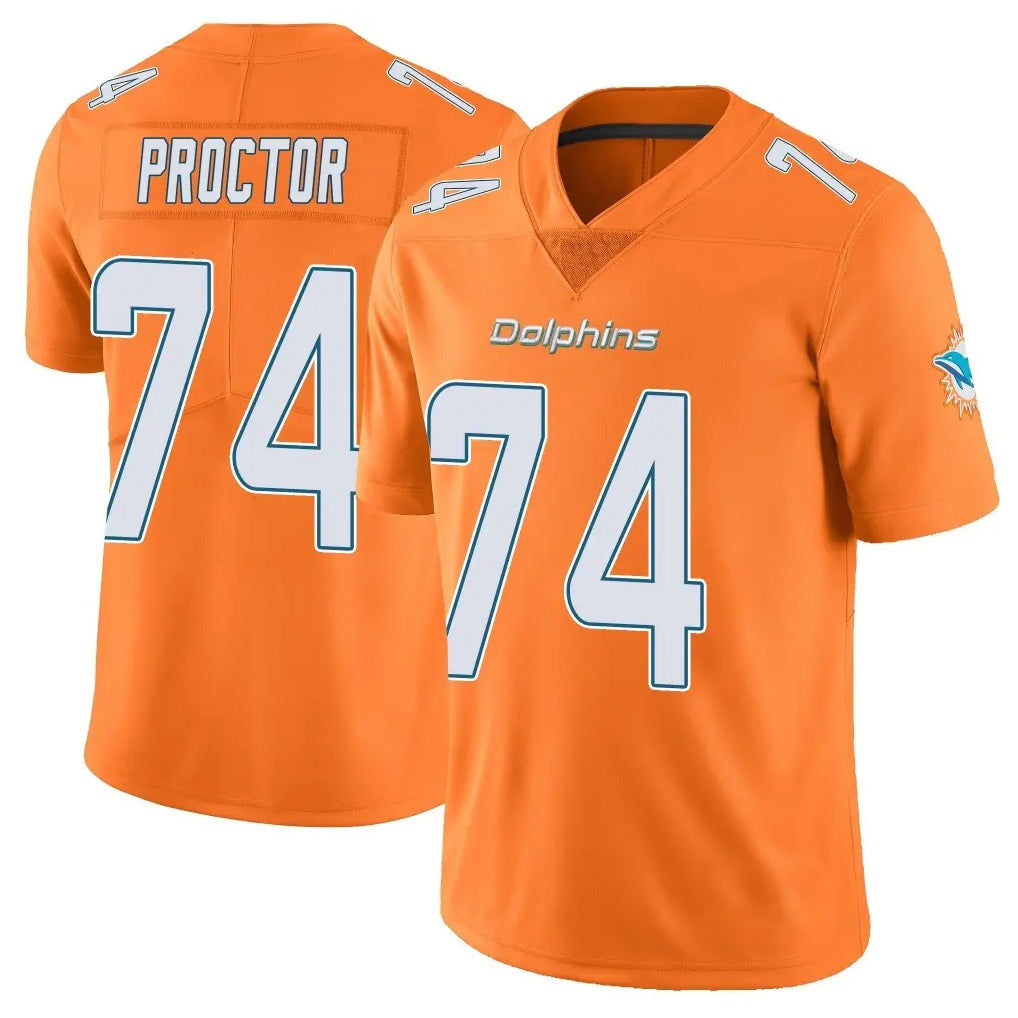 M.Dolphins #74 Kadyn Proctor Player Orange Limited Home Game Ldoa Stitched Jerseys