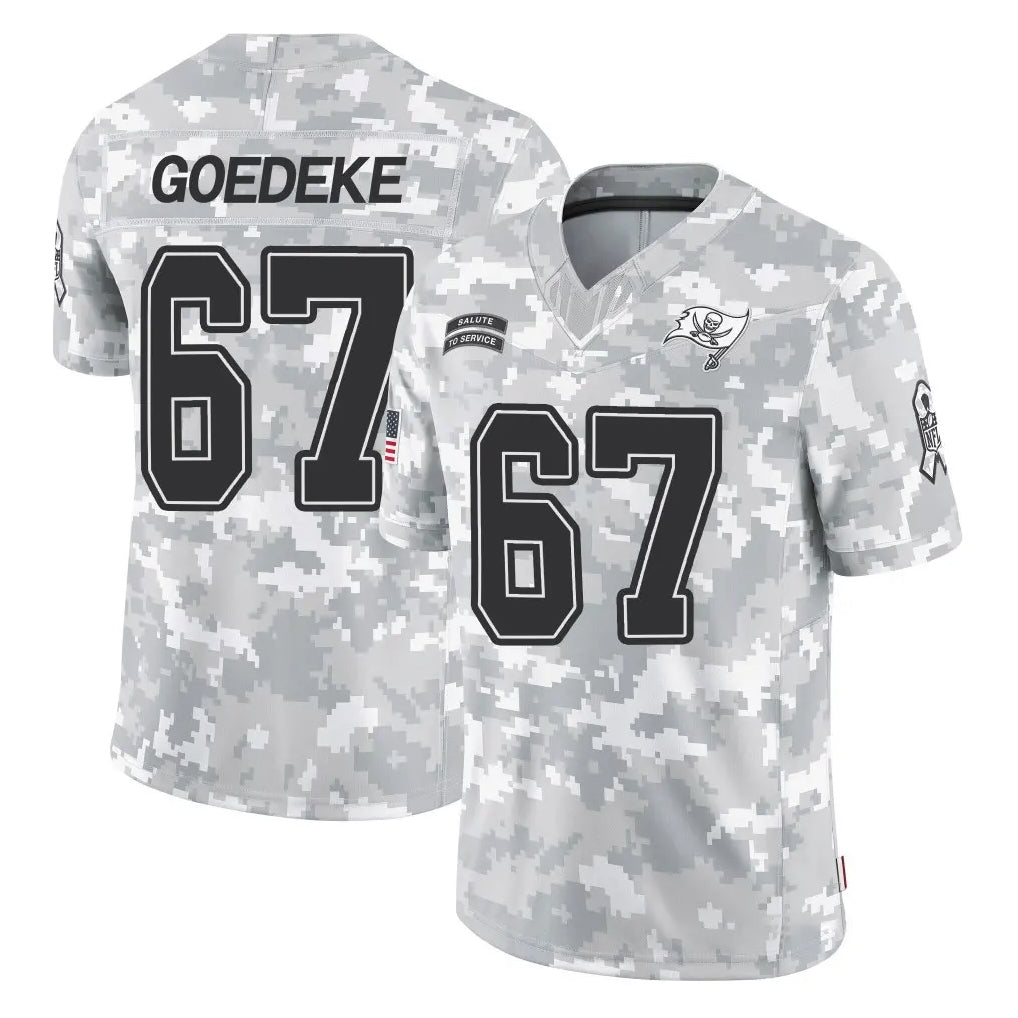 TB.Buccaneers #67 Luke Goedeke Player Arctic Camo Limited Salute To Service Home Game Ldoa Stitched Jerseys