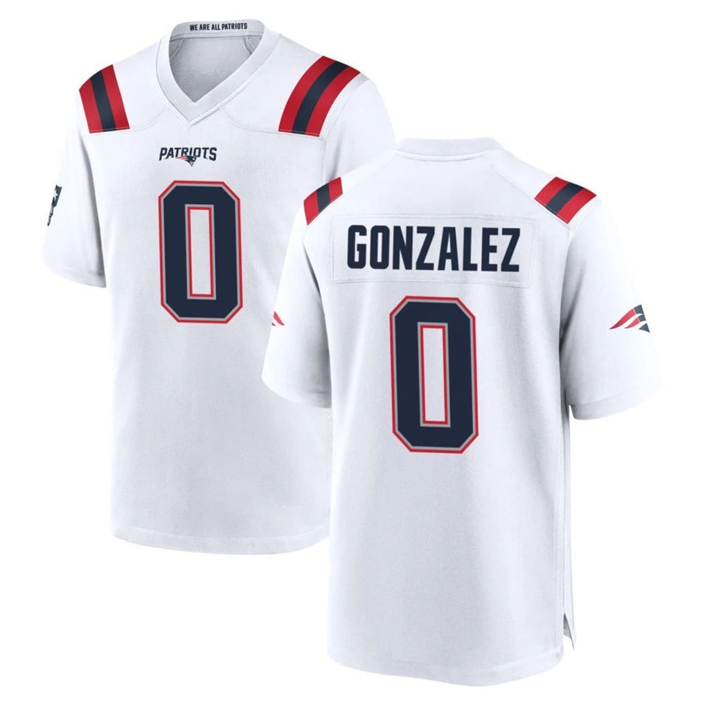 NE.Patriots #0 Christian Gonzalez Player White Home Game Ldoa Stitched Jerseys