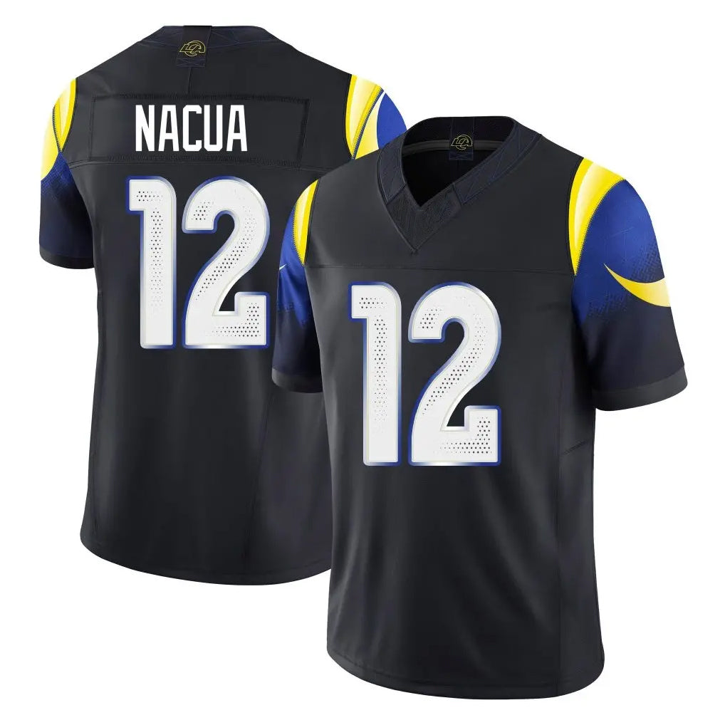 LA.Rams #12 Puka Nacua Player Black Midnight Rivalries Collection Limited Home Game Ldoa Stitched Jerseys