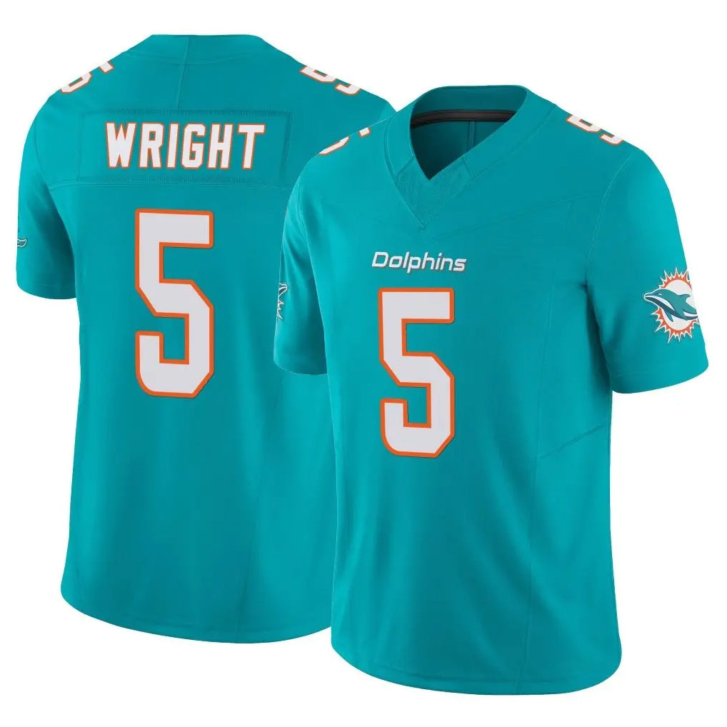 M.Dolphins #5 Jaylen Wright Player Aqua Limited Vapor F.U.S.E. Home Game Ldoa Stitched Jerseys