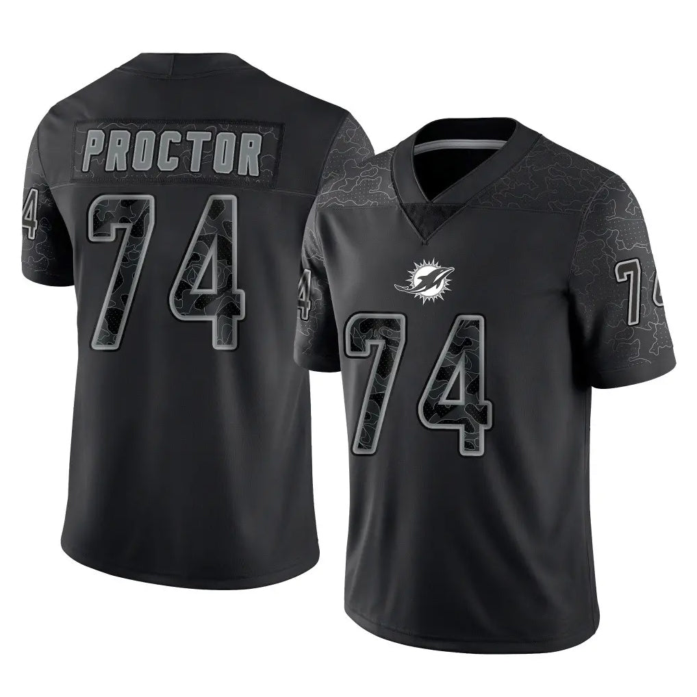M.Dolphins #74 Kadyn Proctor Player Black Reflective Limited Game Ldoa Stitched Jerseys