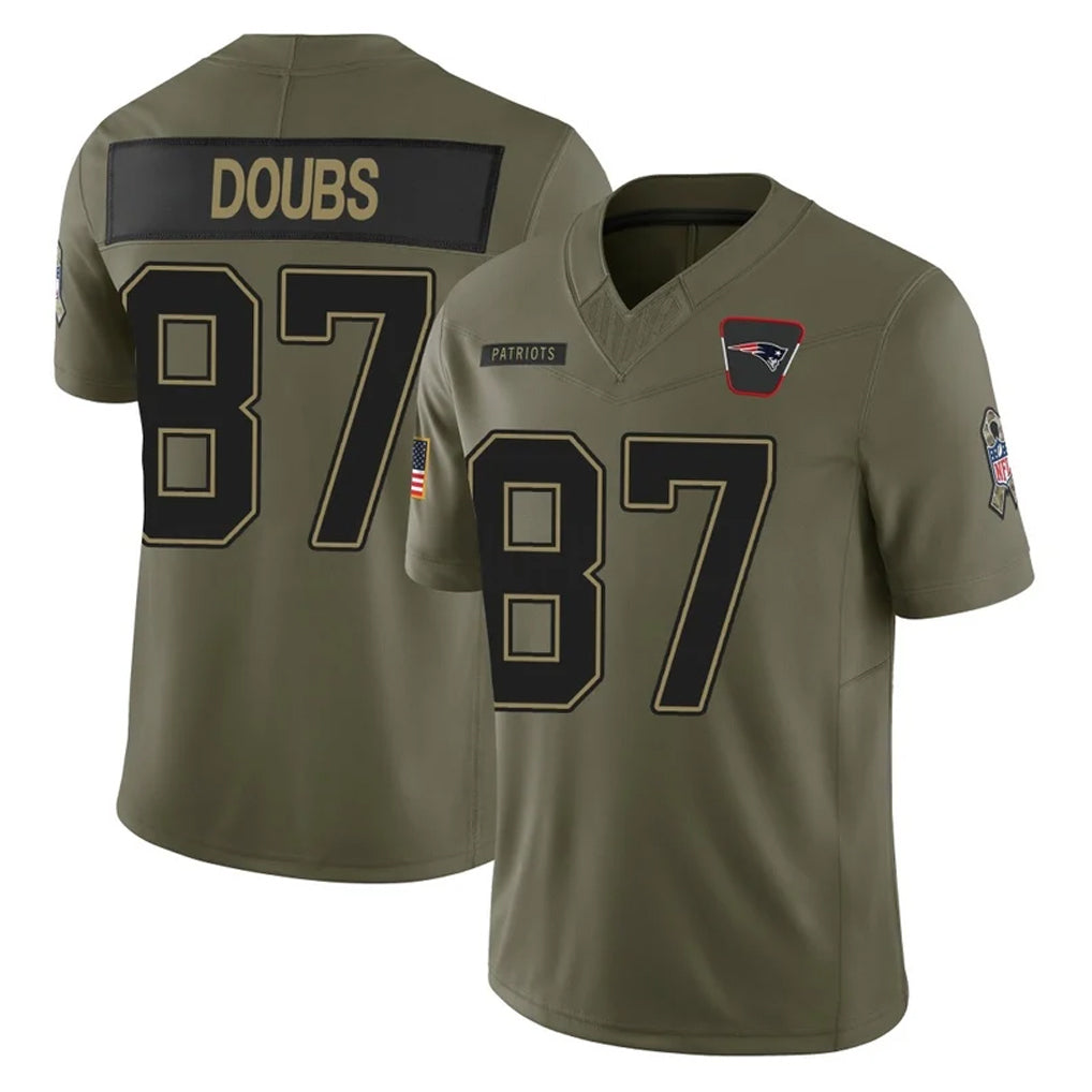 NE.Patriots #87 Romeo Doubs Player Olive 2025 Salute To Service Limited Ldoa Stitched Jerseys