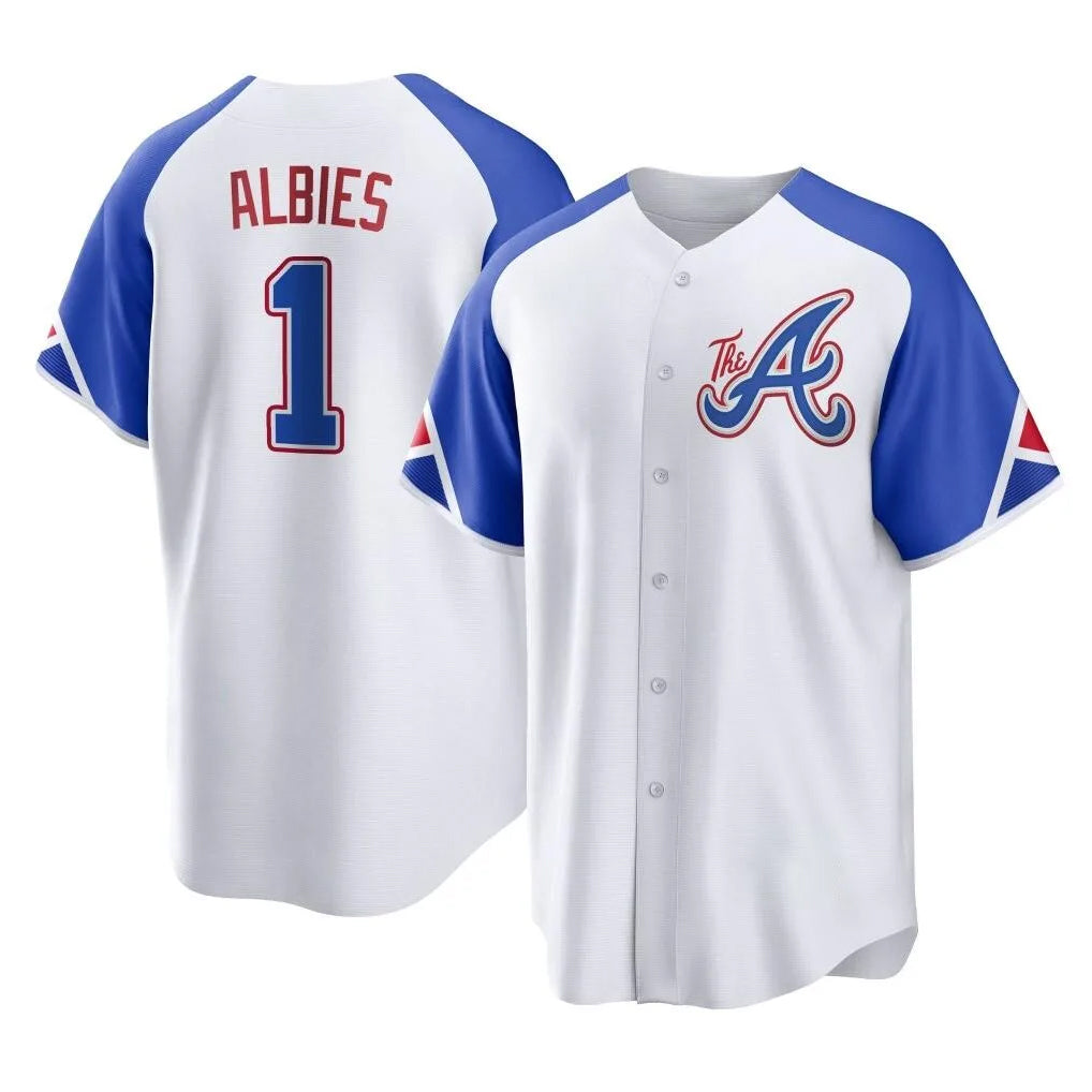 A.Braves #1 Ozzie Albies Player White City Connect Home Game Ldoa Stitched Jerseys