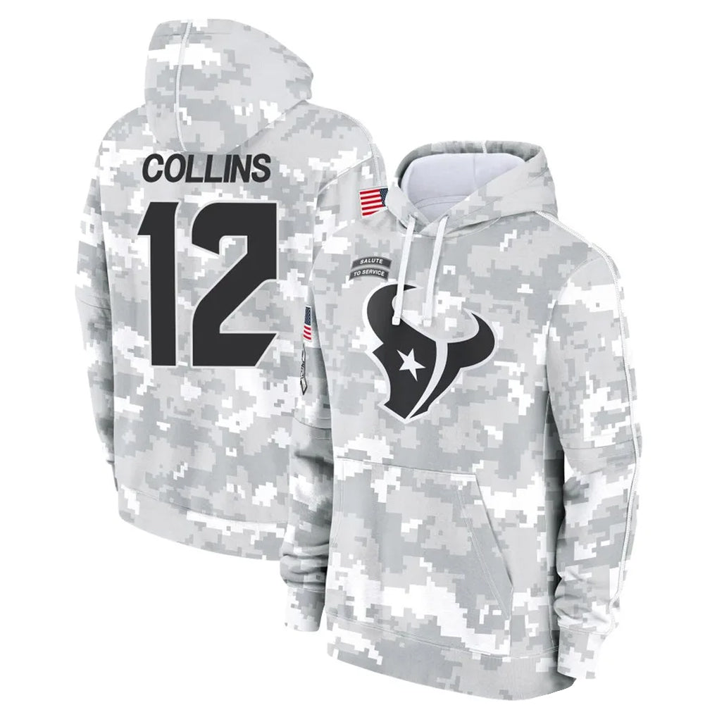 H.Texans #12 Nico Collins Player Arctic Camo Salute to Service Hoodies Limited Game Ldoa Stitched Jerseys