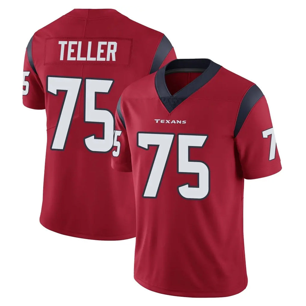 H.Texans #75 Wyatt Teller Player Red Limited Vapor Untouchable Home Game Ldoa Stitched Jerseys