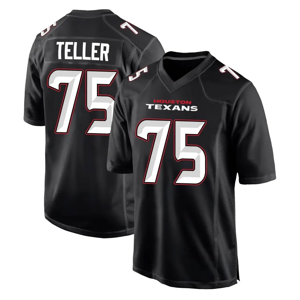 H.Texans #75 Wyatt Teller Player Carbon Black Fashion Home Game Ldoa Stitched Jerseys