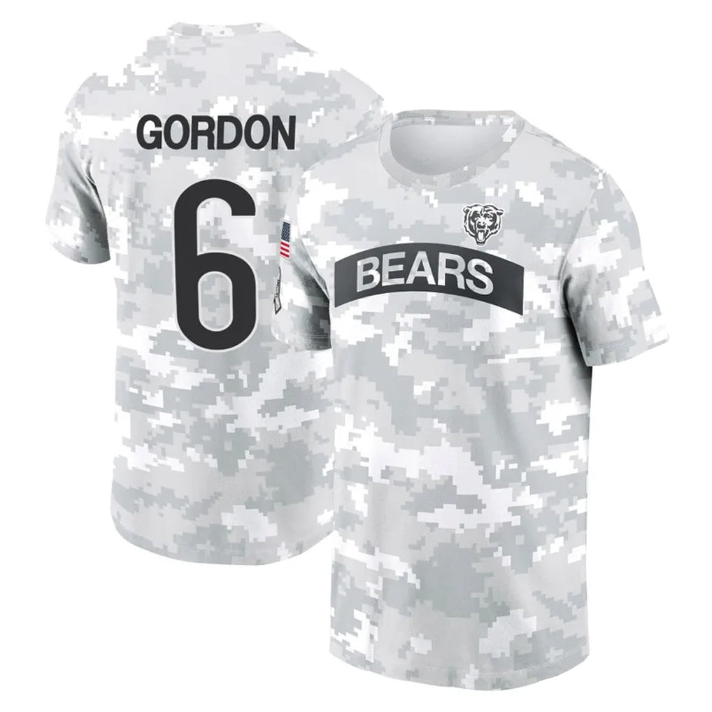C.Bears #6 Kyler Gordon Player Arctic Camo Salute to Service Performance T-Shirt Limited Ldoa Stitched Jerseys