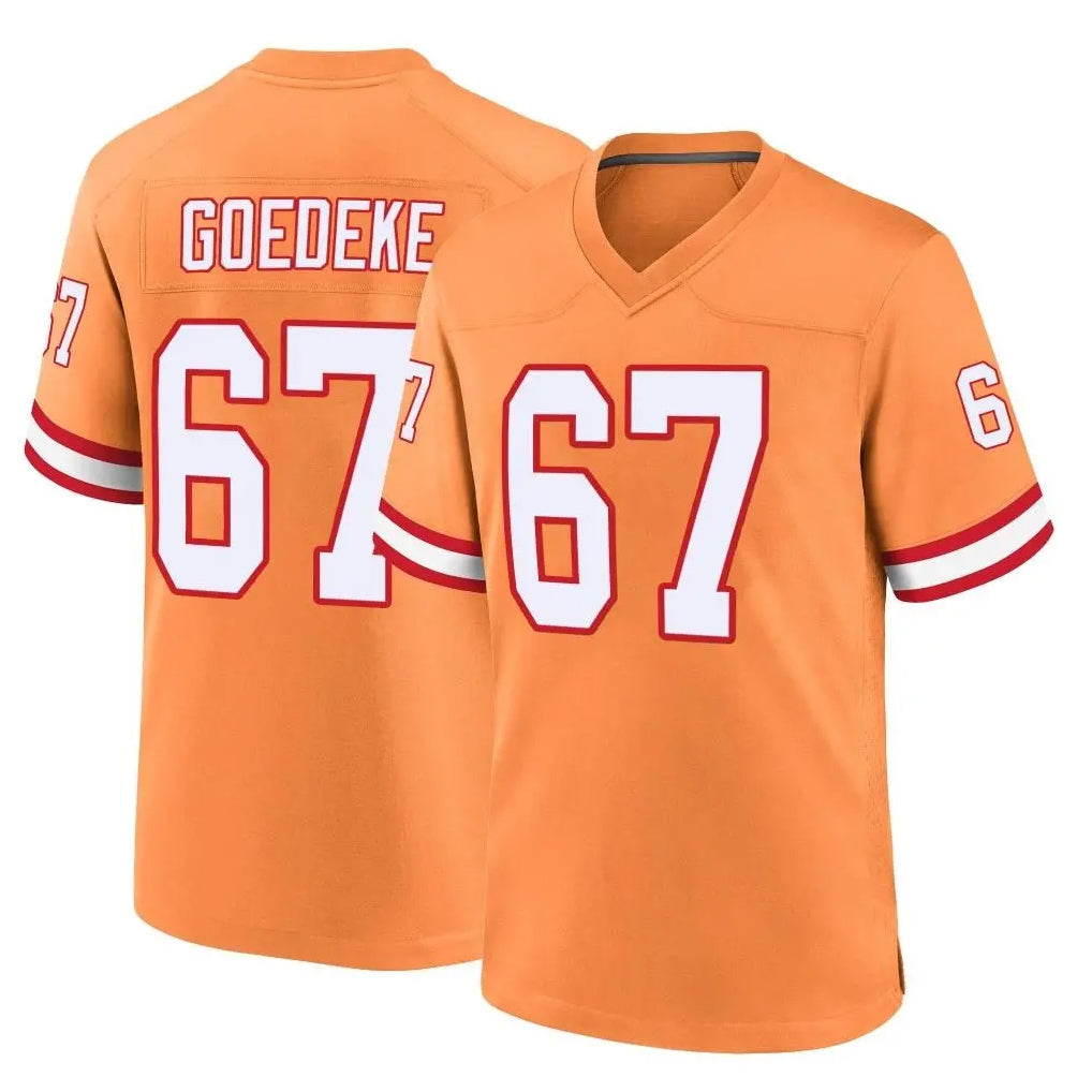 TB.Buccaneers #67 Luke Goedeke Player Orange Throwback Home Game Ldoa Stitched Jerseys