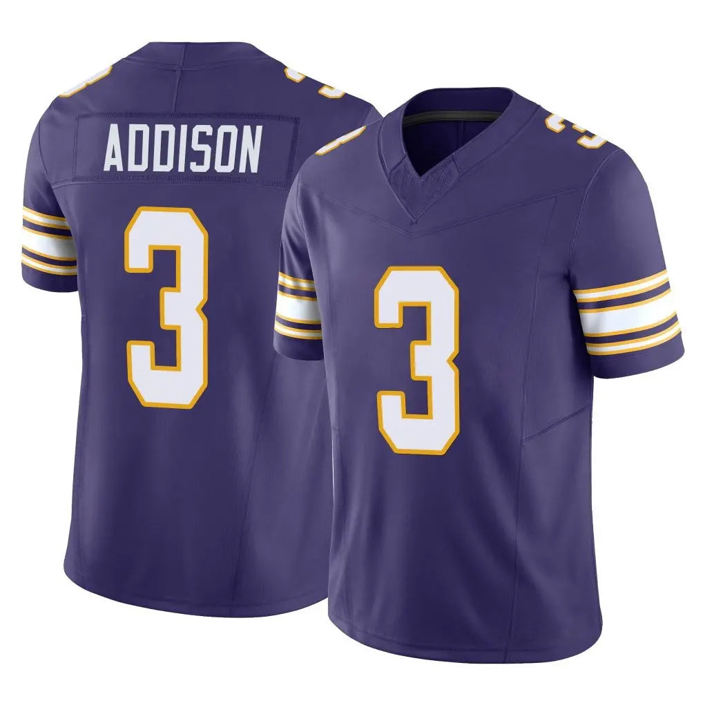 M.Vikings #3 Jordan Addison Player Purple Limited Classic Vapor F.U.S.E. Home Game Ldoa Stitched Jerseys