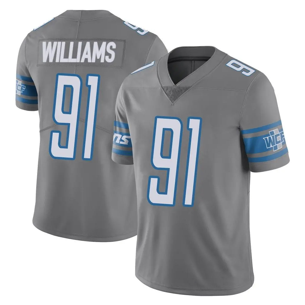 D.Lions #91 Tyleik Williams Player Gray Vapor Untouchable Limited Home Game Ldoa Stitched Jerseys