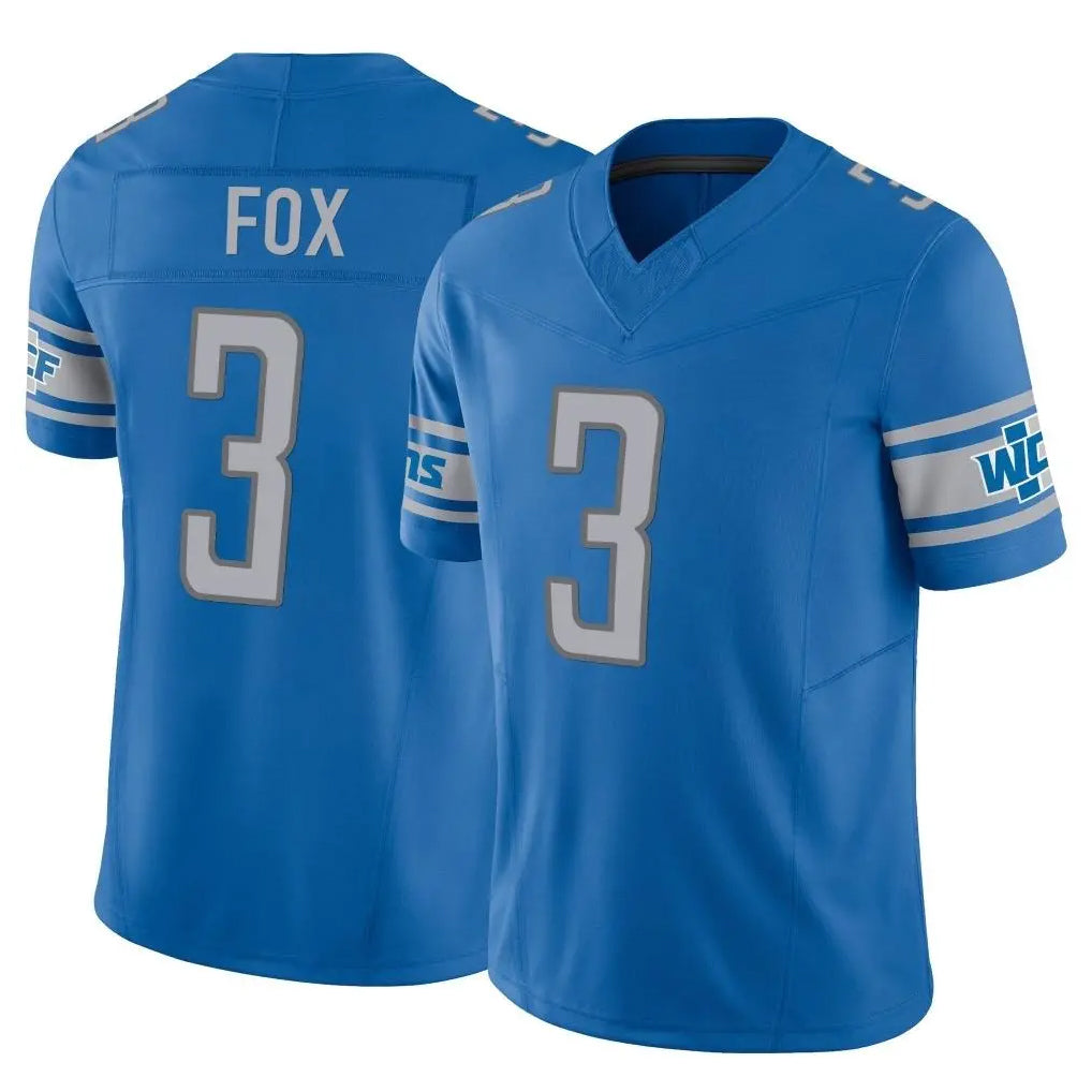 D.Lions #3 Jack Fox Player Blue Vapor F.U.S.E. Limited Home Game Ldoa Stitched Jerseys