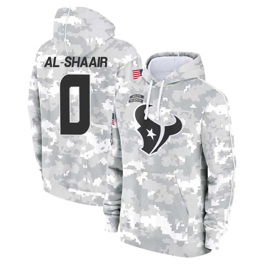 H.Texans #0 Azeez Al-Shaair Player Arctic Camo Salute to Service Hoodies Limited Game Ldoa Stitched Jerseys
