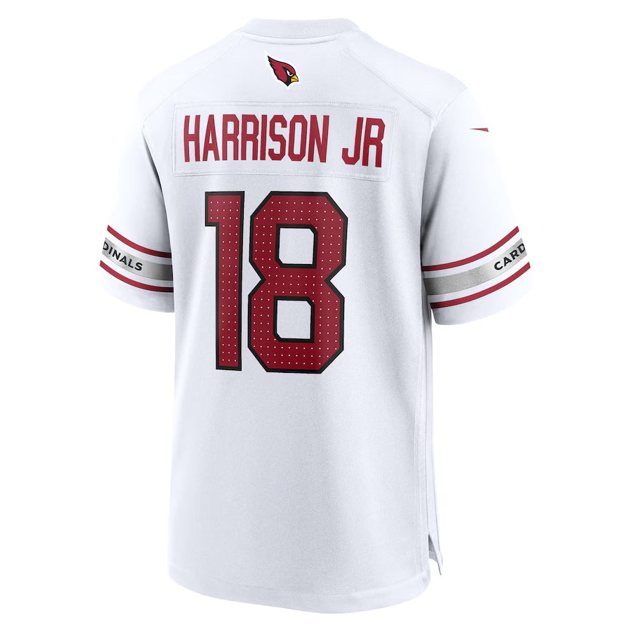 A.Cardinals #18 Marvin Harrison Jr. Player White Game Road Ldoa Stitched Jerseys