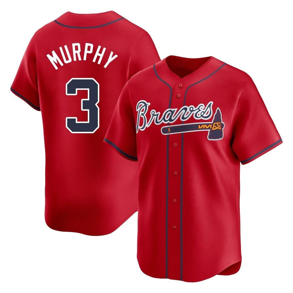 A.Braves #3 Dale Murphy Player Red Limited Home Game Ldoa Stitched Jerseys