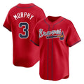 A.Braves #3 Dale Murphy Player Red Limited Home Game Ldoa Stitched Jerseys
