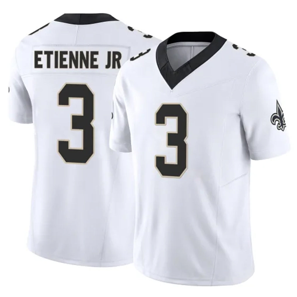 NO.Saints #3 Travis Etienne Jr. Player White Limited Vapor F.U.S.E. Home Game Ldoa Stitched Jerseys
