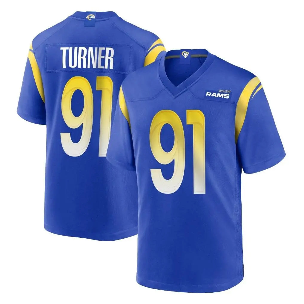 LA.Rams #91 Kobie Turner Player Royal Home Game Ldoa Stitched Jerseys