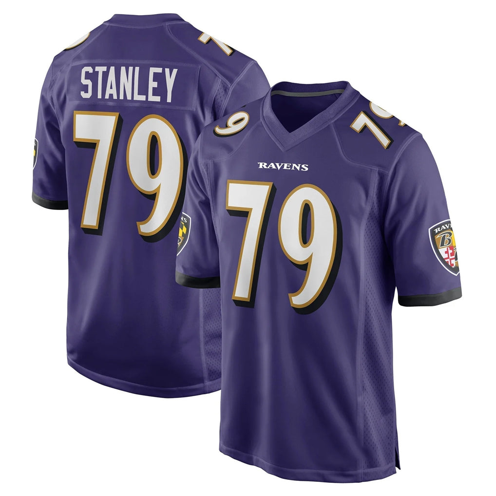 B.Ravens #79 Ronnie Stanley Player Purple Game Home Ldoa Stitched Jerseys