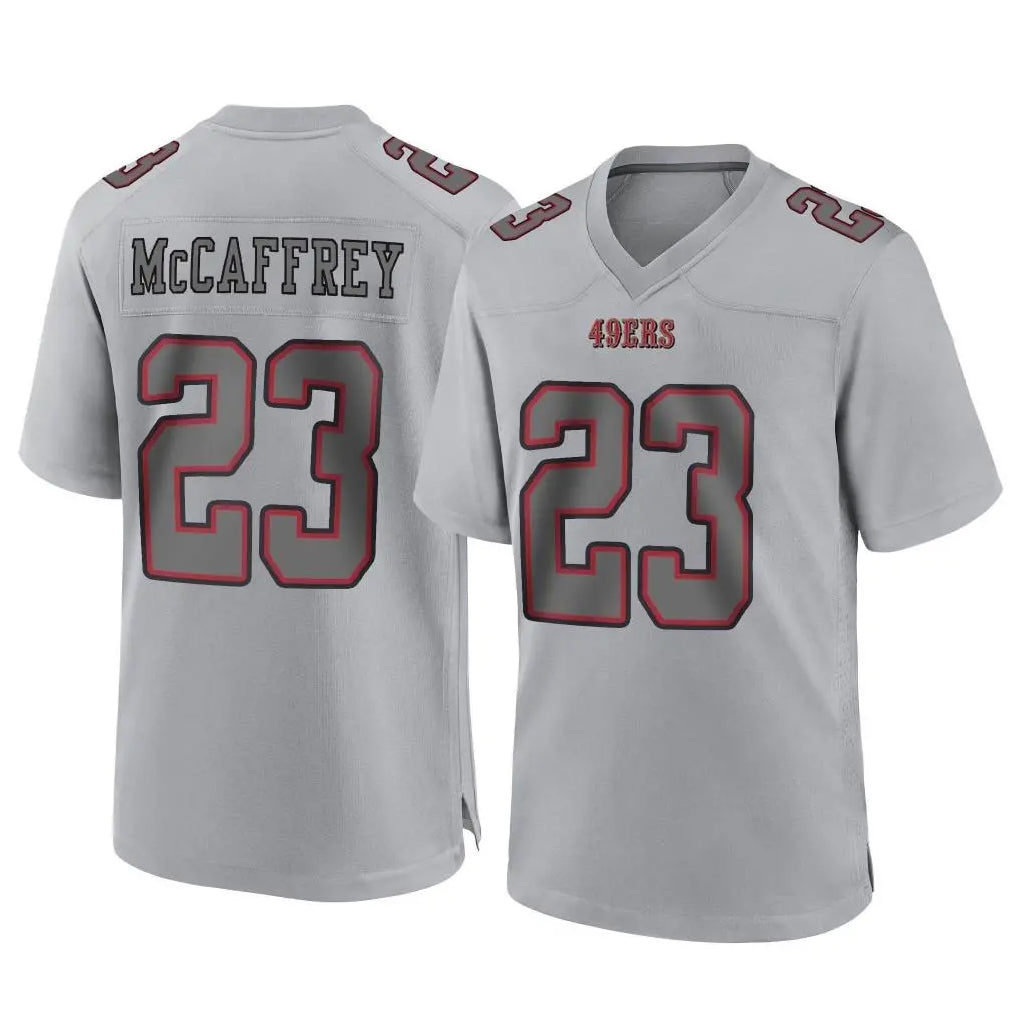 SF.49ers #23 Christian McCaffrey Player Gray Atmosphere Fashion Home Game Ldoa Stitched Jerseys