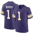 M.Vikings #1 Kyler Murray Player Purple Classic Home Game Ldoa Stitched Jerseys