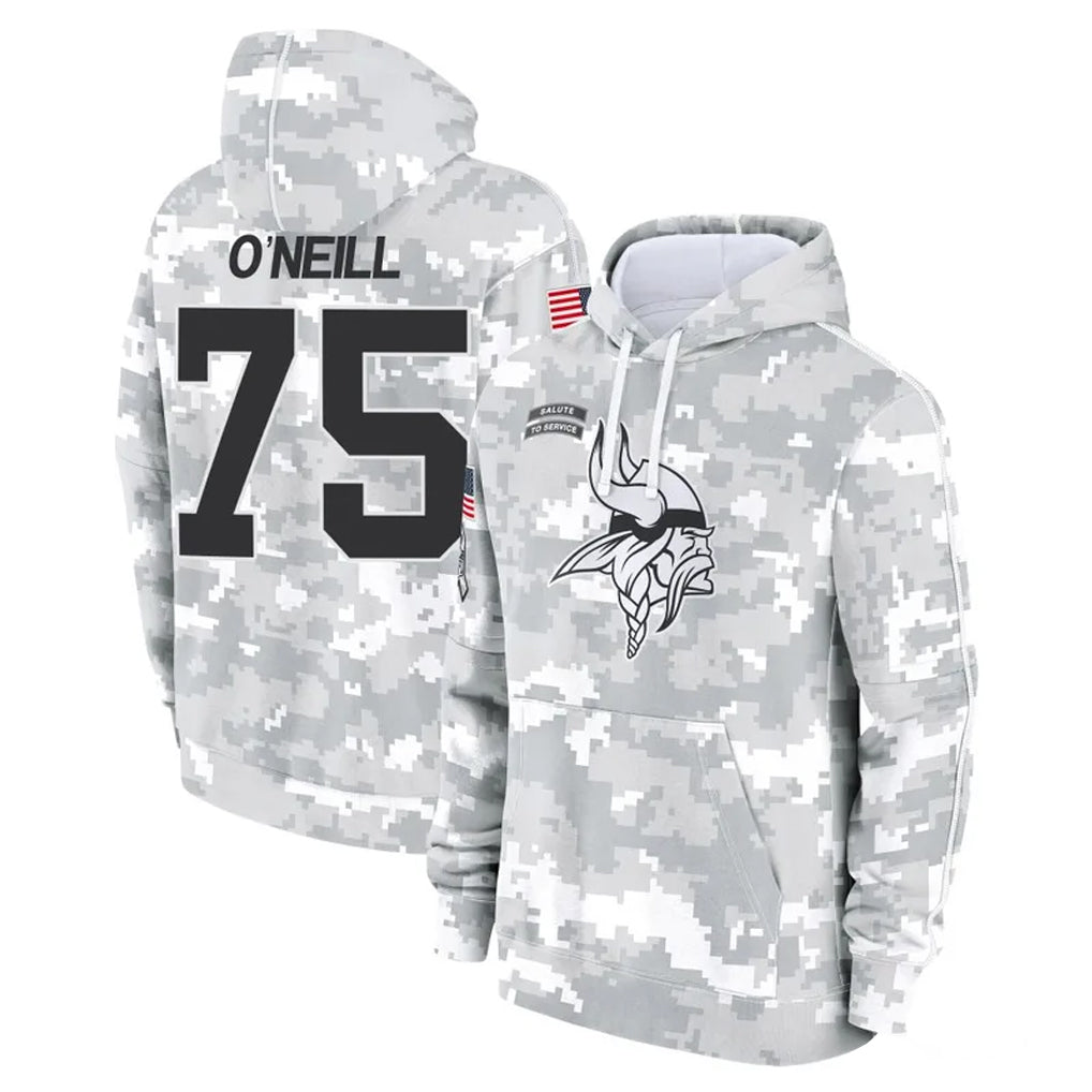 M.Vikings #75 Brian O'Neill Player Arctic Camo Salute to Service Pullover Hoodies Limited Game Ldoa Stitched Jerseys