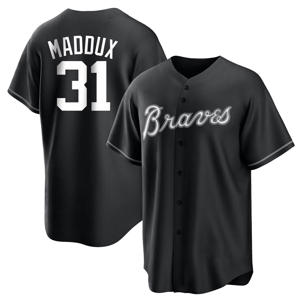A.Braves #31 Greg Maddux Player Black Home Game Ldoa Stitched Jerseys