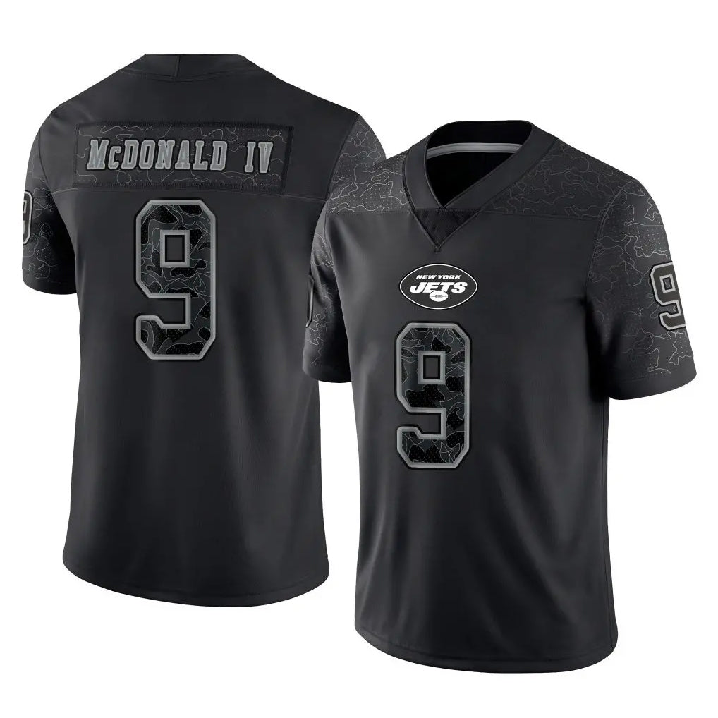 NY.Jets #9 Will McDonald IV Player Stealth Black Limited Reflective Home Game Ldoa Stitched Jerseys