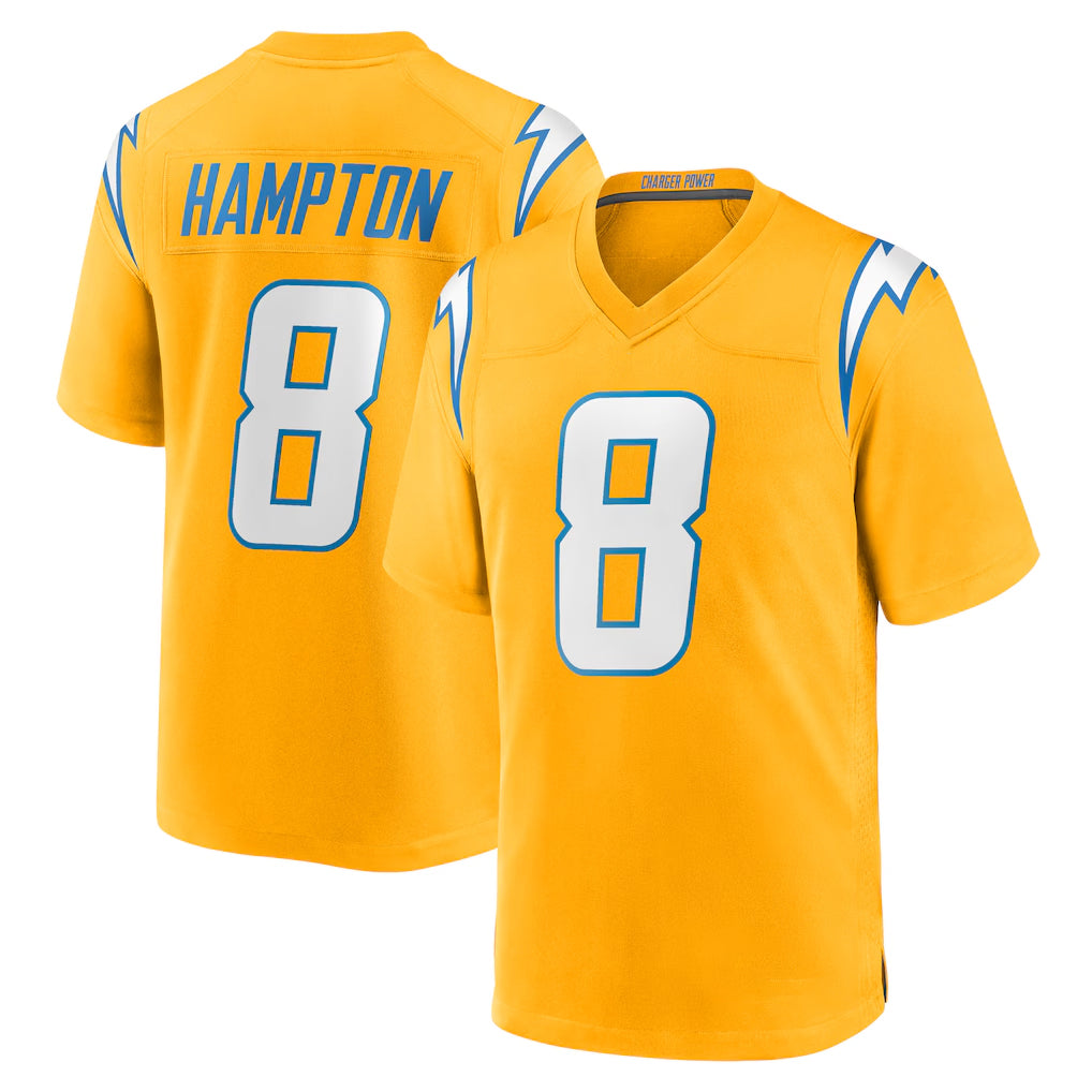 LA.Chargers #8 Omarion Hampton Player Gold Home Game Ldoa Stitched Jerseys