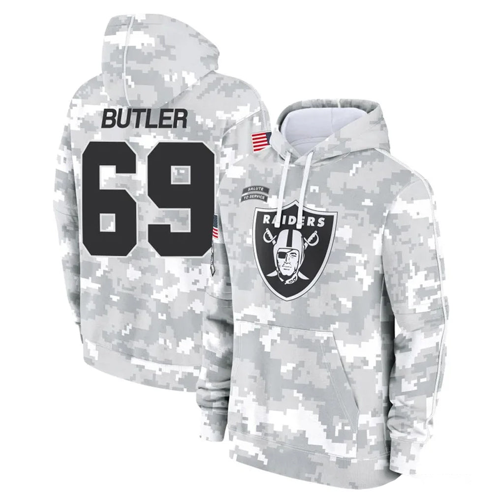 LV.Raiders #69 Adam Butler Player Arctic Camo Salute to Service Hoodies Limited Game Ldoa Stitched Jerseys