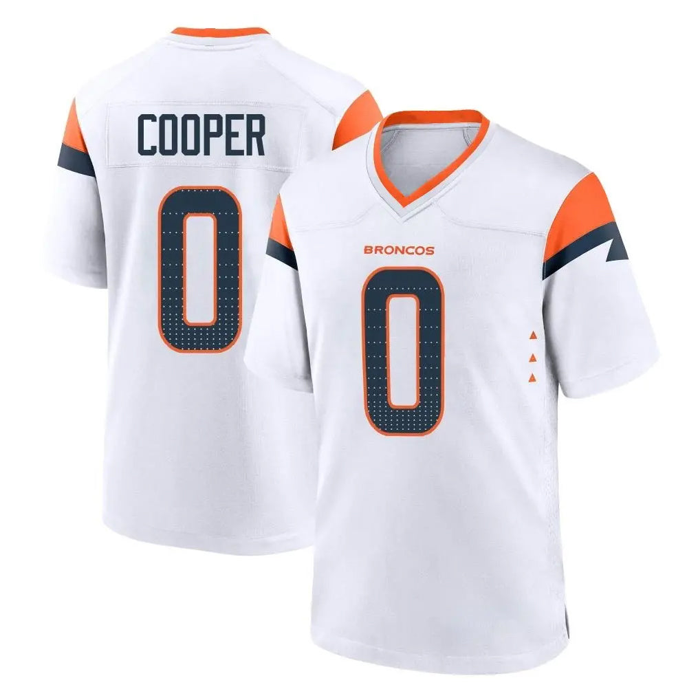 D.Broncos #0 Jonathon Cooper Player White Home Game Ldoa Stitched Jerseys