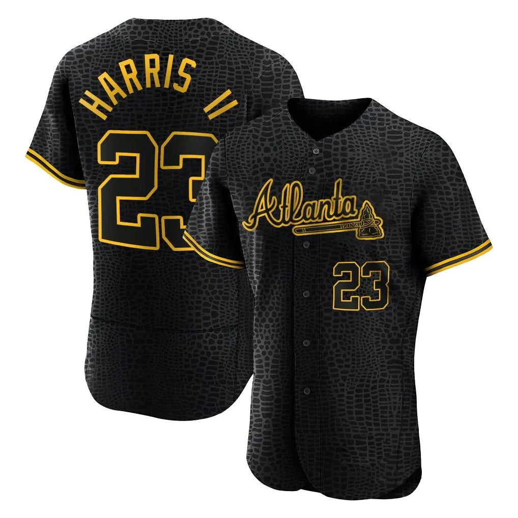 A.Braves #23 Michael Harris II Player Black Snake Skin City Limited Elite Home Game Ldoa Stitched Jerseys